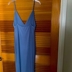 Sleeveless midi dress V neck stretch 96% polyester 4% spandex blue L size